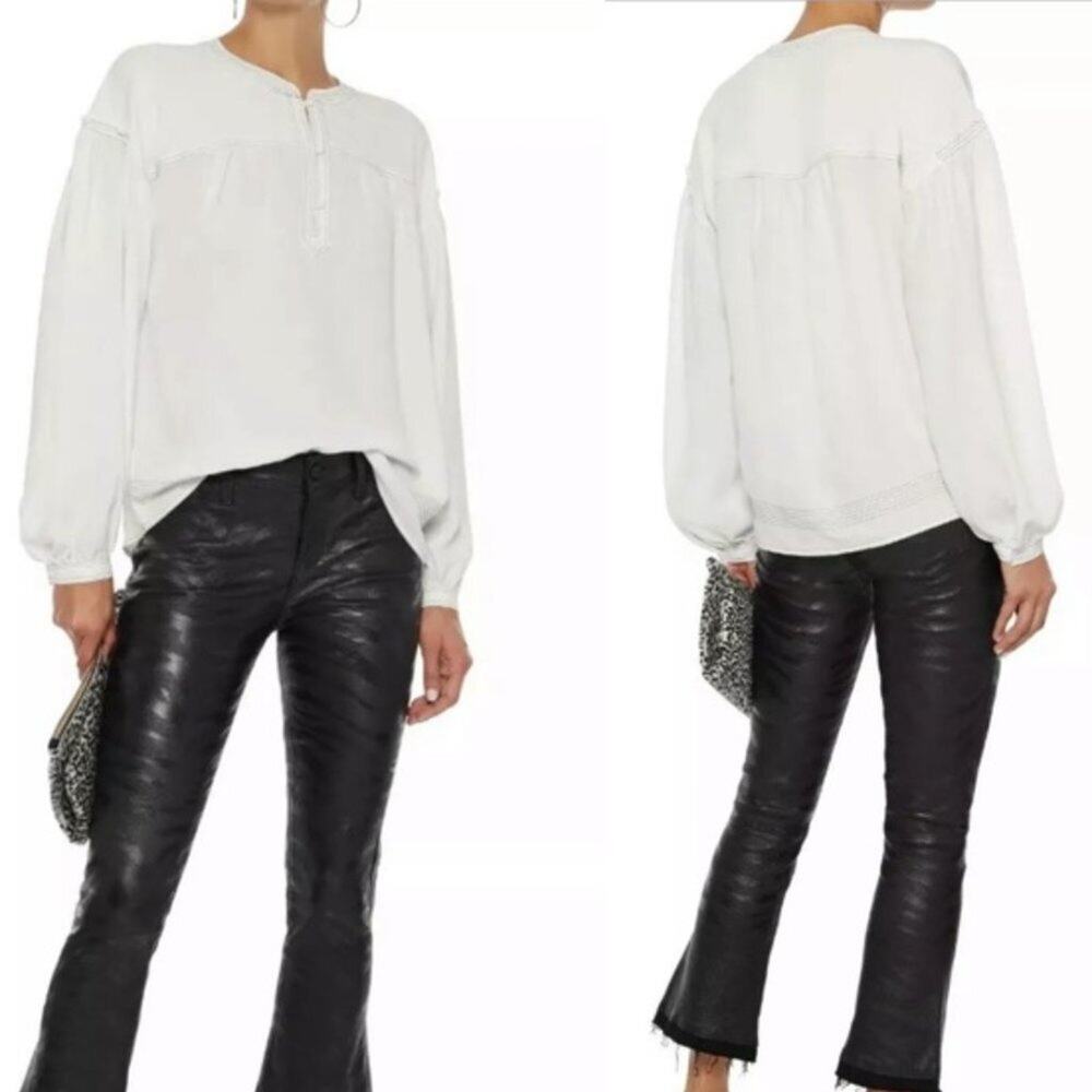Joie Mirna Gathered Crepe Peasant Blouse